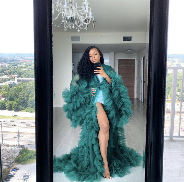 Oyemwen Green Tulle Robe