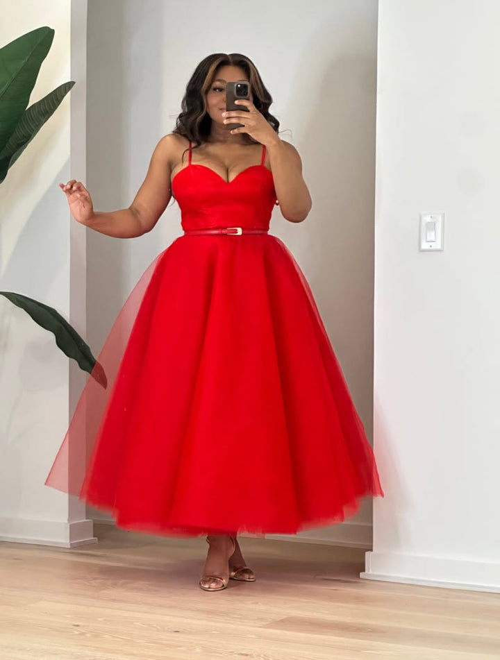 Valentine’s Day Romance Red Oyemwen Tulle Dress