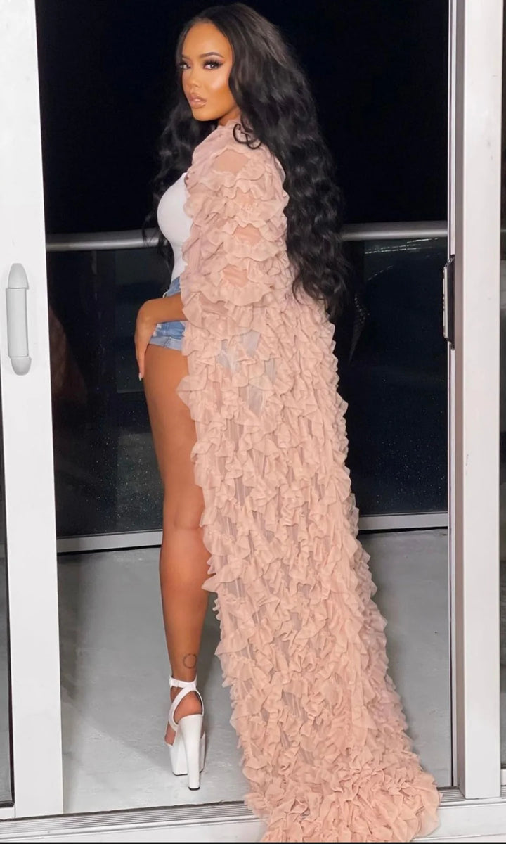 Pre-Order Cutely Covered Pink Ruffled Cardigan (as worn by Angela Simmons)