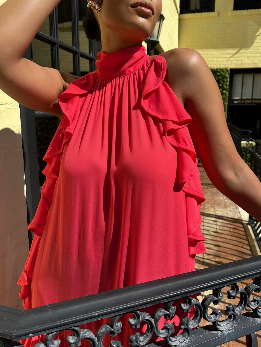 Meow and Barks Red Coral Pretty Girl Maxi Dress