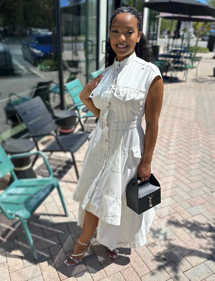Meow and Barks White Denim Girl Summer Dress