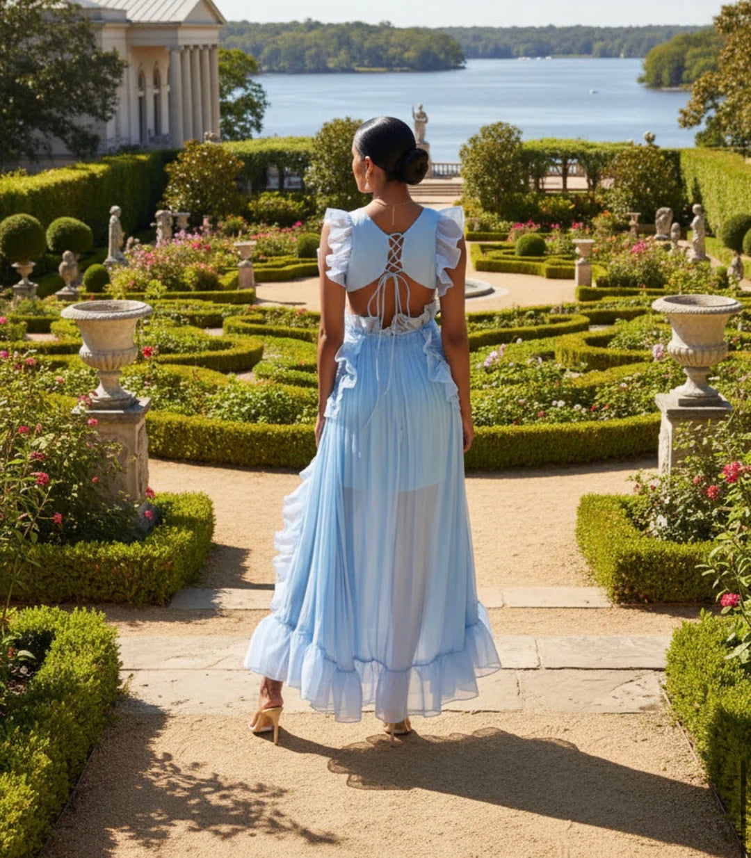 Meow and Barks All of the Frills Blue Dress