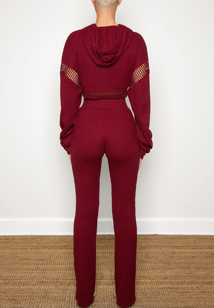 Pre-Order Ricki Brazil Burgundy Waffle Knit Pant Set