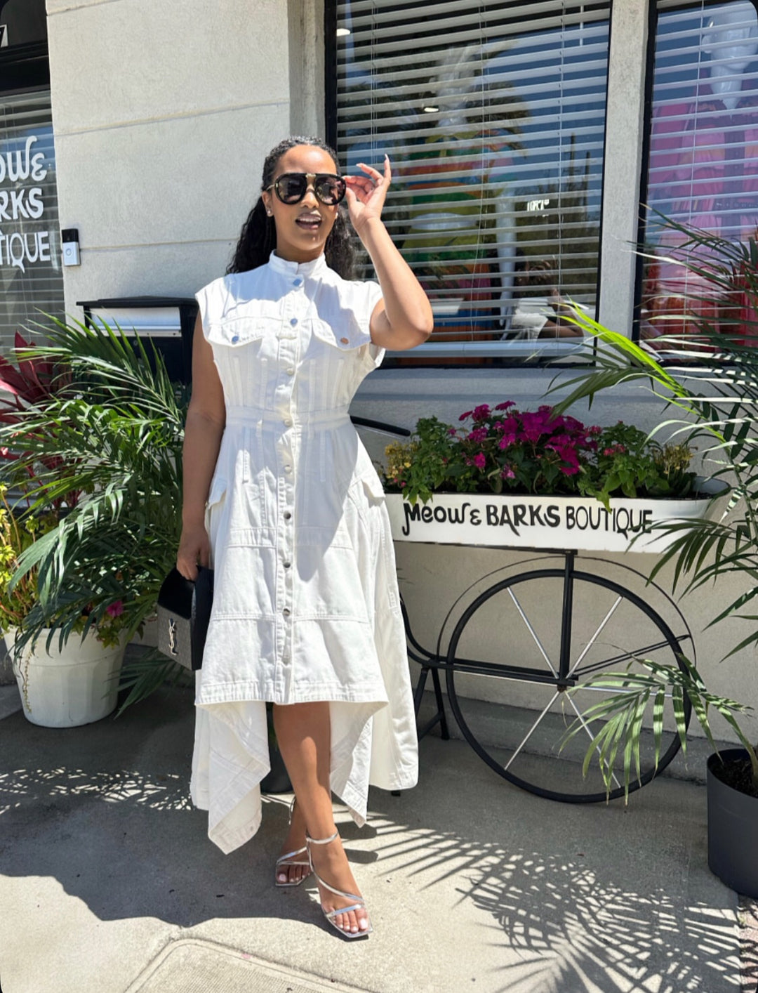 Meow and Barks White Denim Girl Summer Dress
