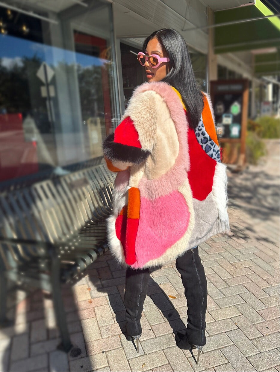 Meow and Barks Multicolor Money Faux Coat