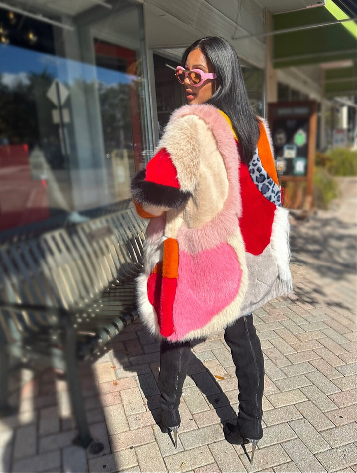 Meow and Barks Multicolor Money Faux Coat