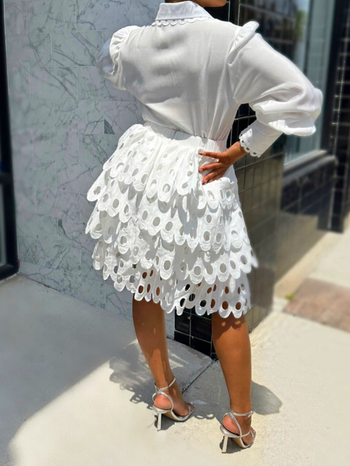 Meow and Barks White Posh Eyelet Skirt Set