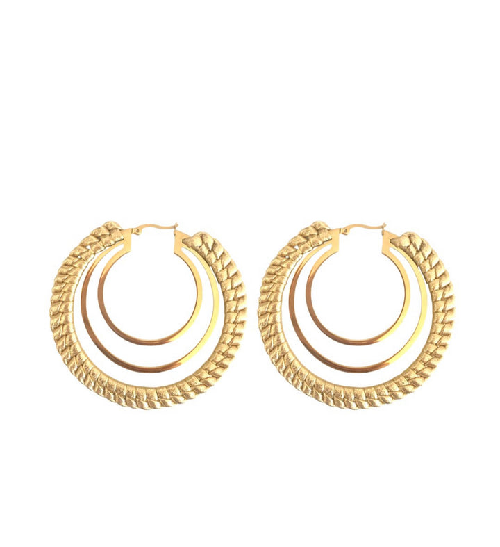 Seville Michelle Gold Isis Malena Woven Leather Hoop Earrings