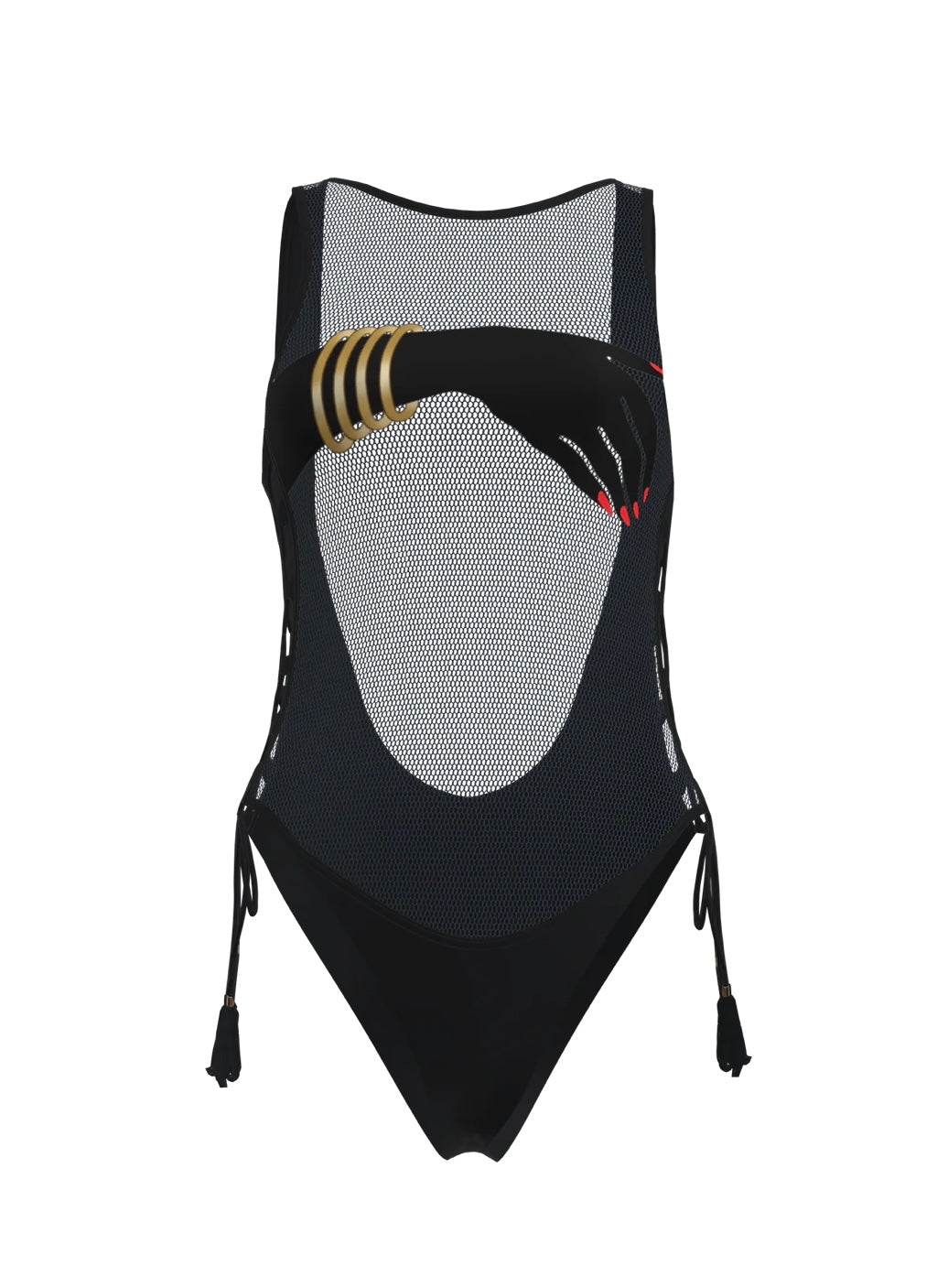 G Saints Queen of the Beach Hand Black Mesh Swimsuit (PRESELL WILL SHIP out January 31st) (As Worn by Angela Simmons )