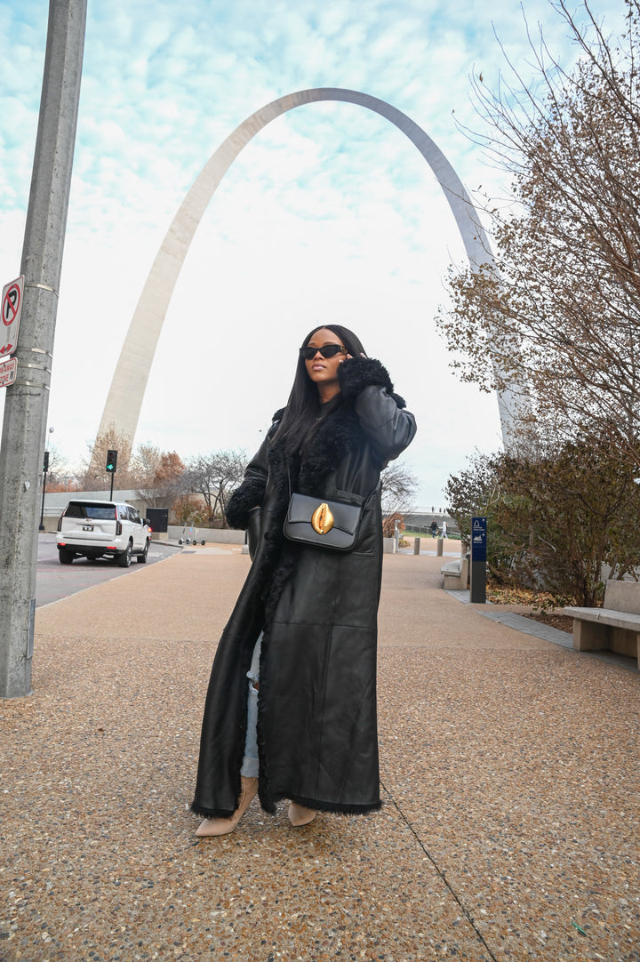 FGM Bespoke Bad Gal Black Shearling Trench