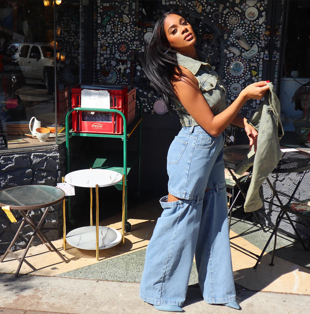 Meow and Barks Two Piece Jacket Set Sand Wash