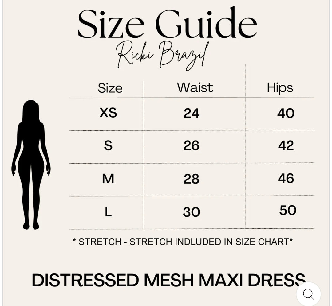 Ricki Brazil Black Distressed Mesh Maxi Dress