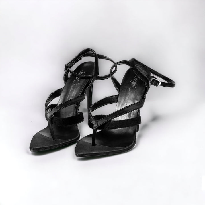 Sybgco Black Ankle Strap "Read Between the Lines" Sandals