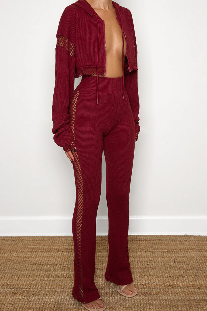 Pre-Order Ricki Brazil Burgundy Waffle Knit Pant Set