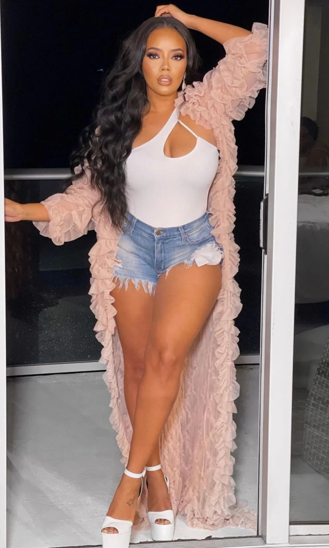 Pre-Order Cutely Covered Pink Ruffled Cardigan (as worn by Angela Simmons)