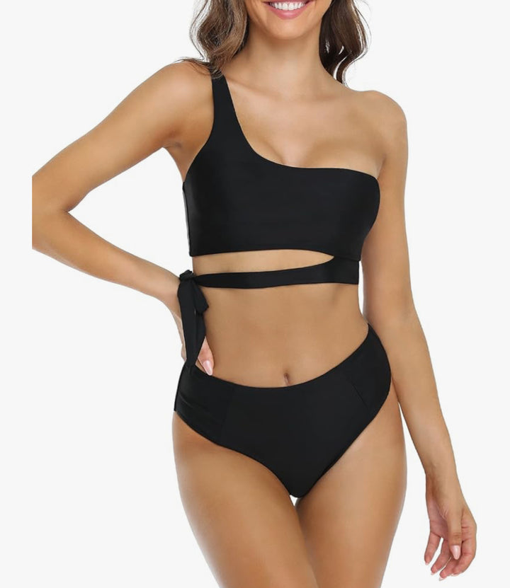 Keylows Cut Out Side Tie Black Monokini