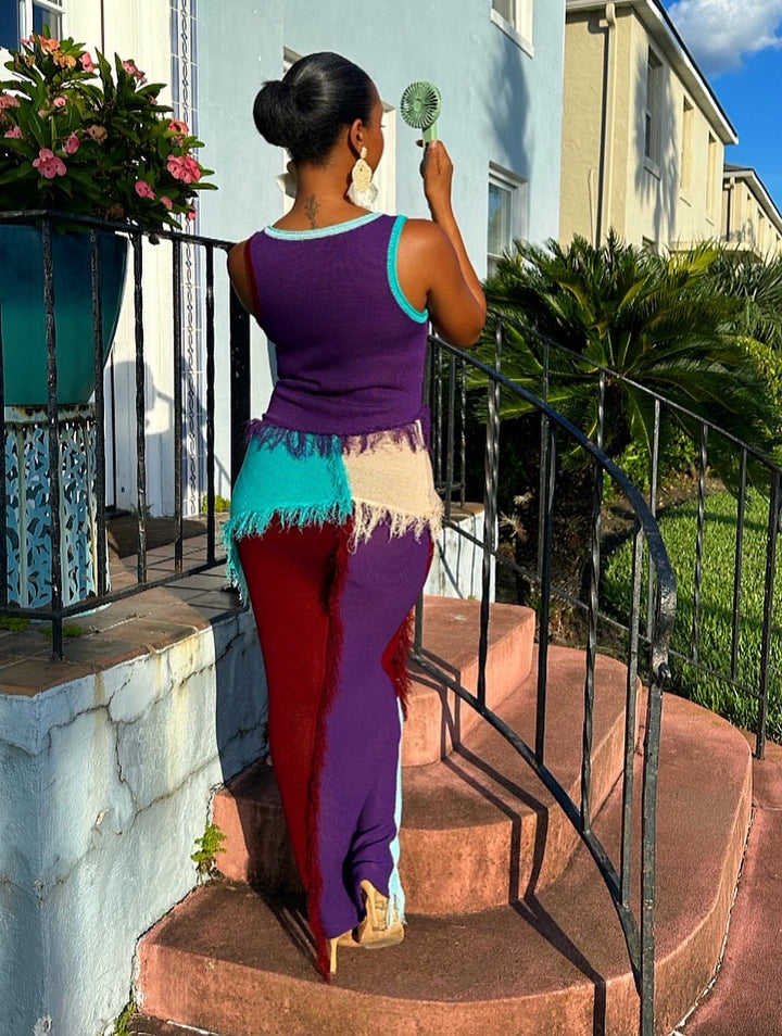 Meow and Barks Gina Multicolor Purple Maxi Dress