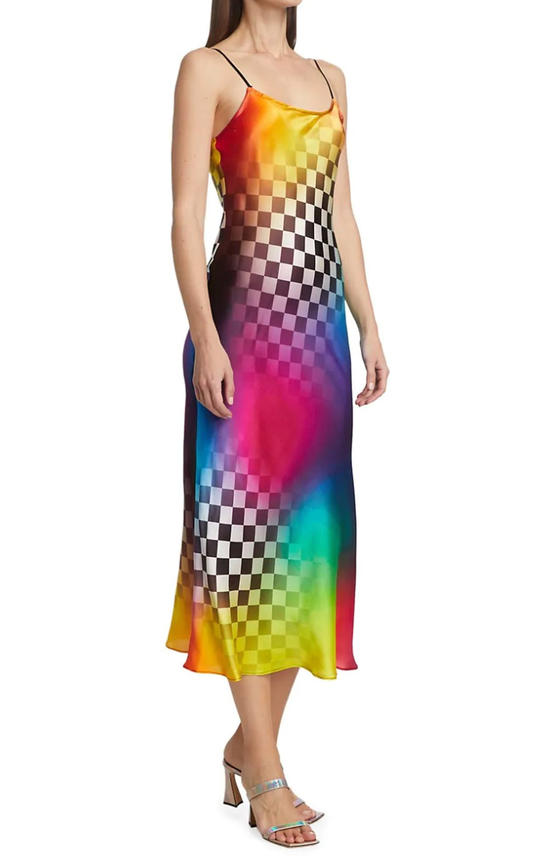 BruceGlen Gradient Tile Silk Slip Dress