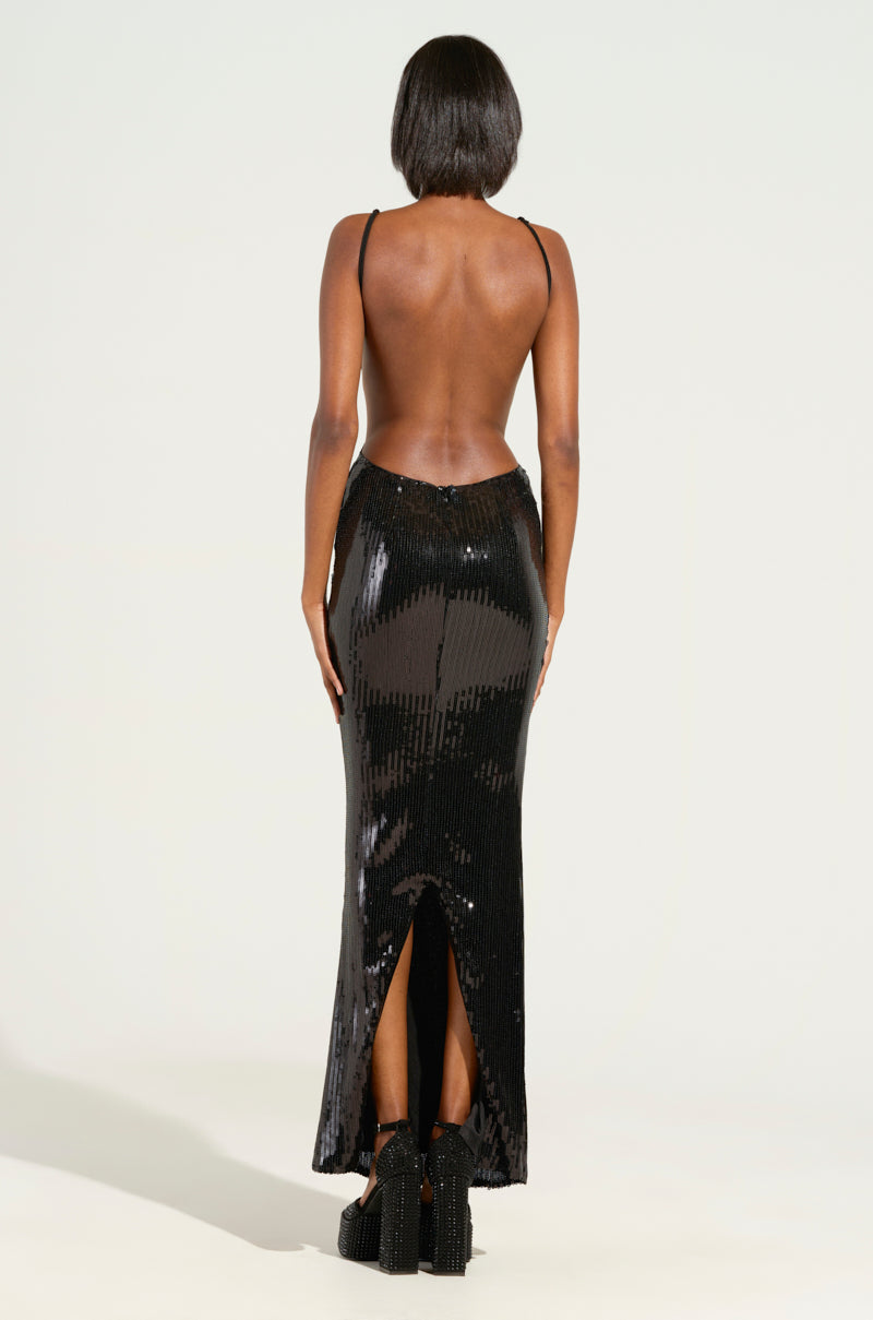 Keylows Black Sequin Maxi Backless Dress (as worn by J Lo)