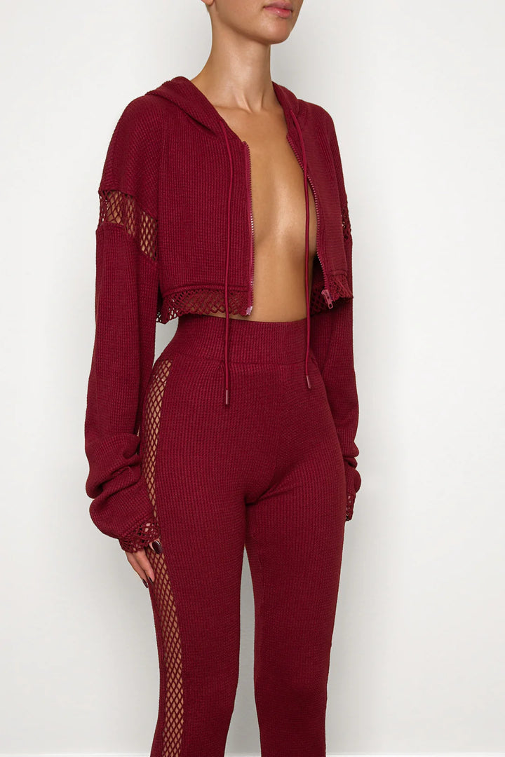 Pre-Order Ricki Brazil Burgundy Waffle Knit Pant Set