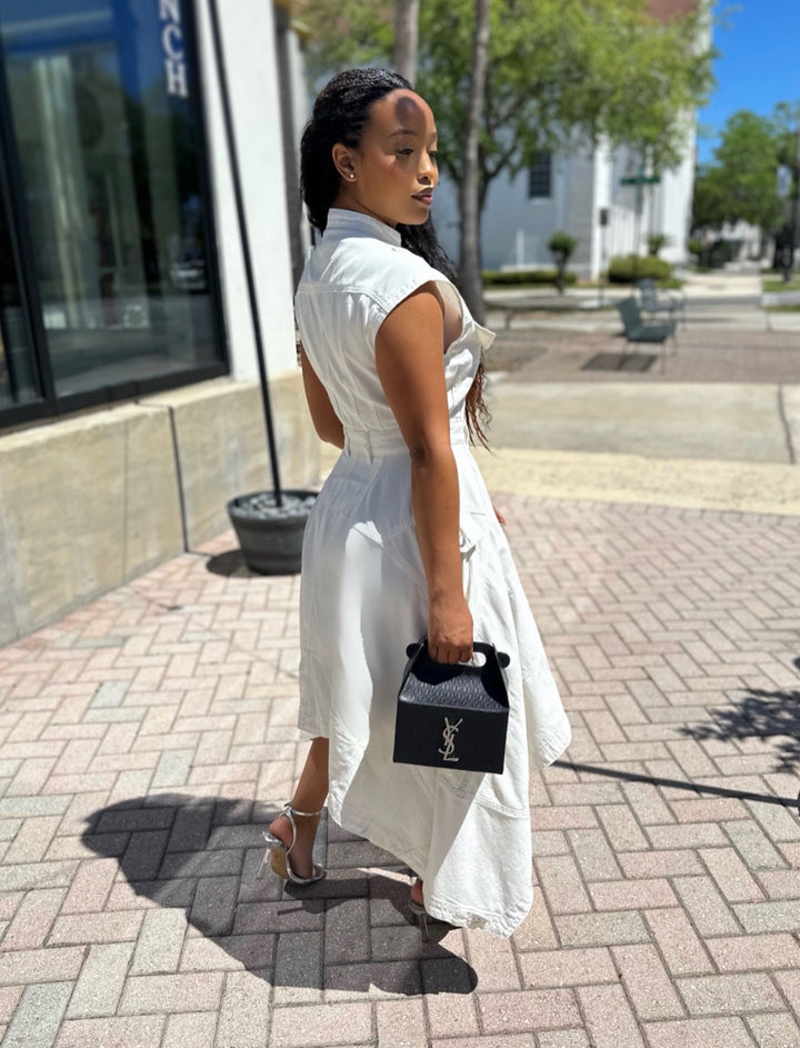 Meow and Barks White Denim Girl Summer Dress