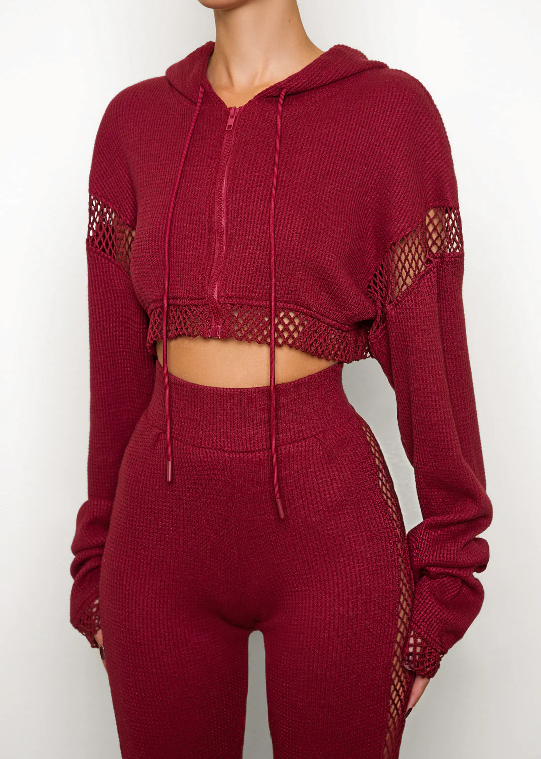 Pre-Order Ricki Brazil Burgundy Waffle Knit Pant Set