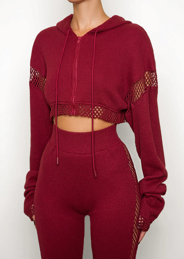 Pre-Order Ricki Brazil Burgundy Waffle Knit Pant Set