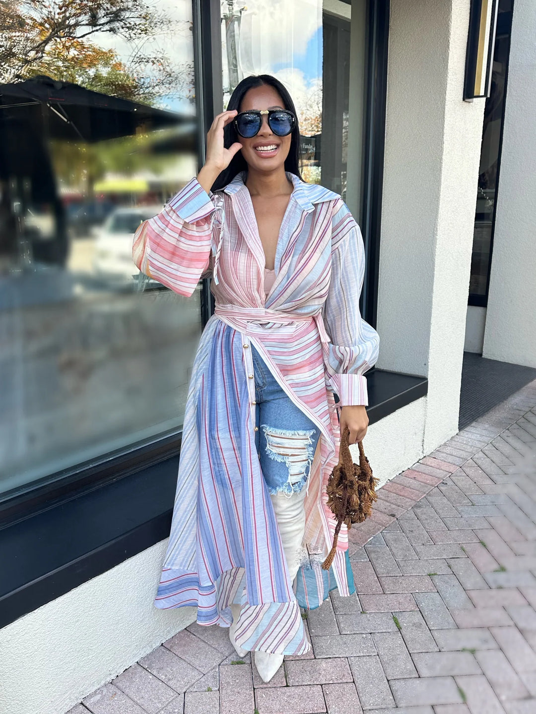 Meow and Barks Amanda Striped Dress