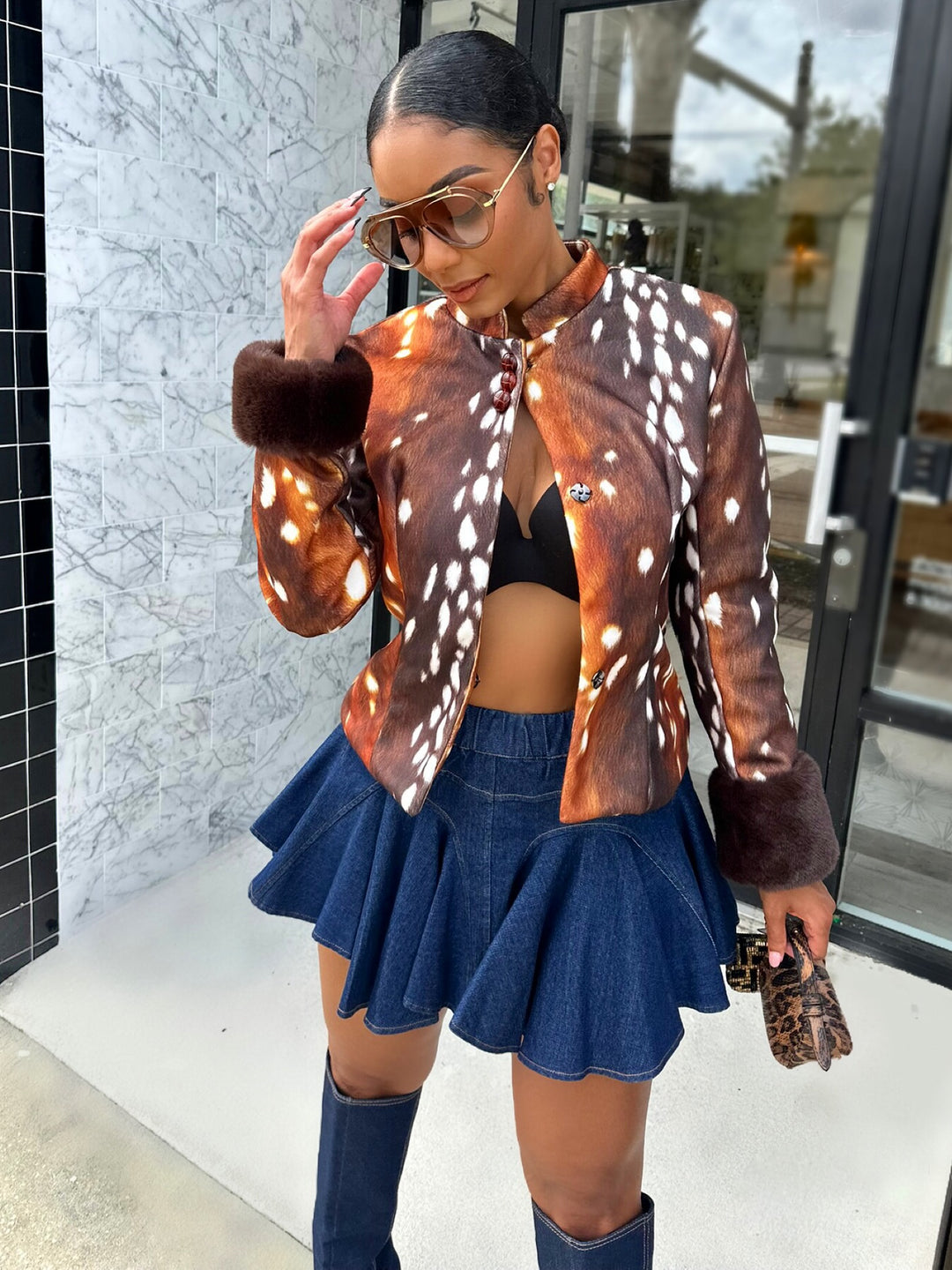 Meow and Barks Buck Faux Fur Cuffing Season Jacket