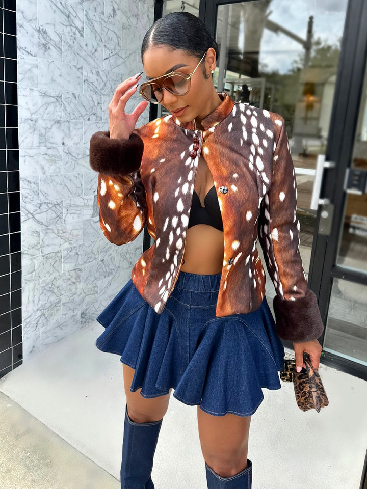 Meow and Barks Buck Faux Fur Cuffing Season Jacket