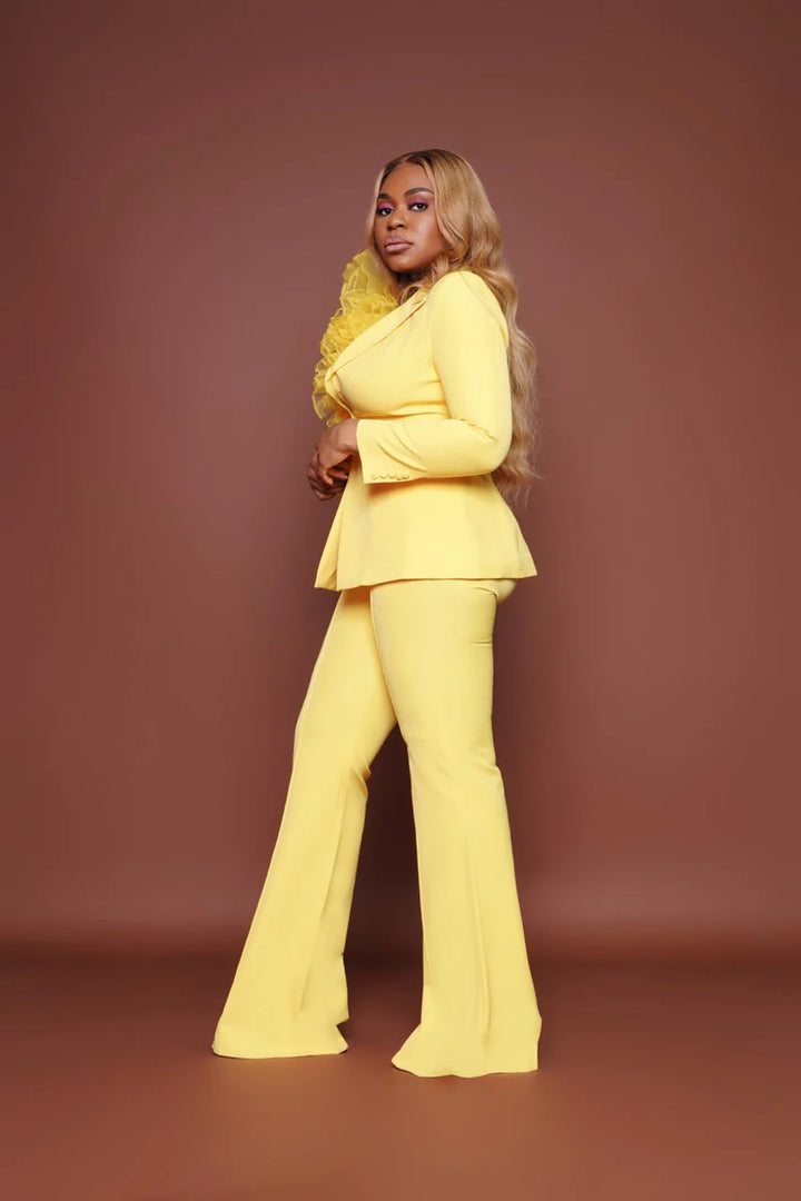 Oyemwen Yellow Tulle Power Suit