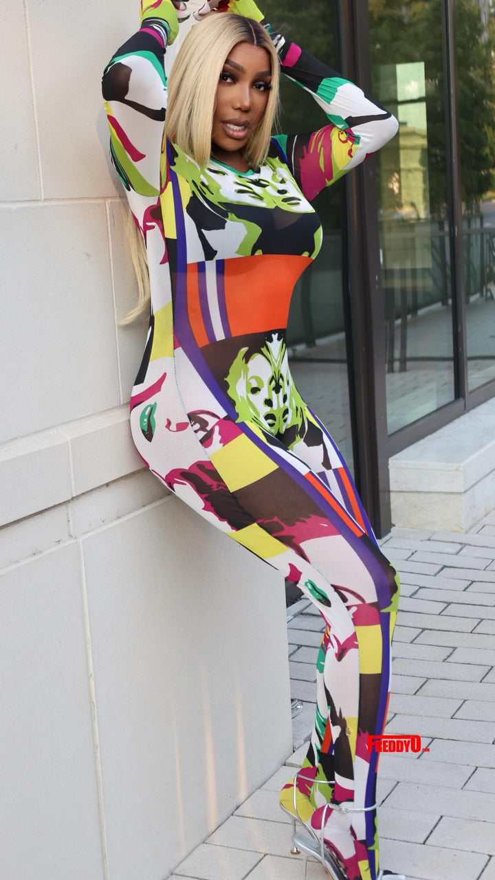 Sir Joe Exclusive Multicolor Vogue Catsuit (As Worn by Nene Leakes)