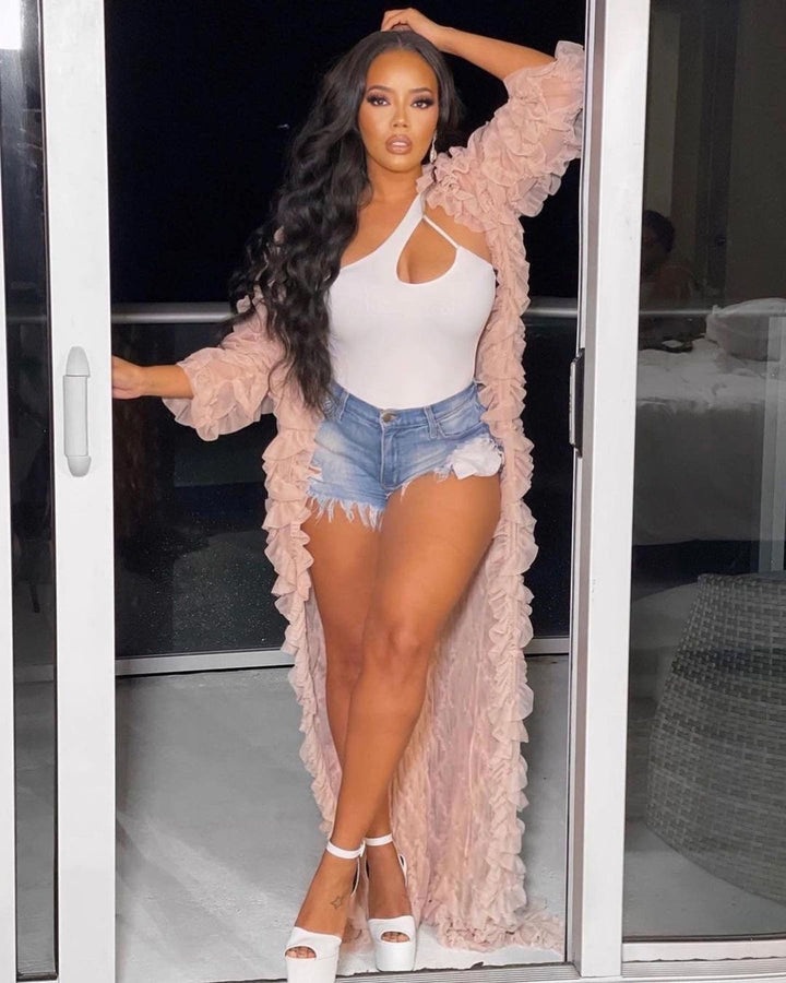 Pre-Order Cutely Covered Pink Ruffled Cardigan (as worn by Angela Simmons)