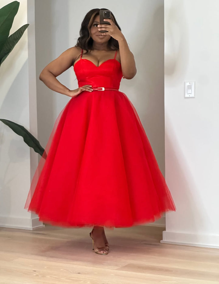 Valentine’s Day Romance Red Oyemwen Tulle Dress