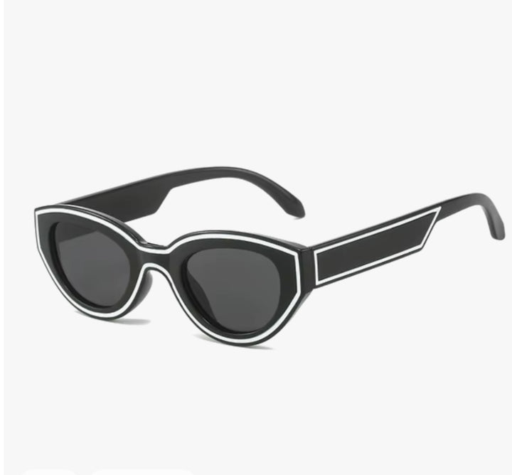 Toya So Chic Black and White Oval Sunglasses