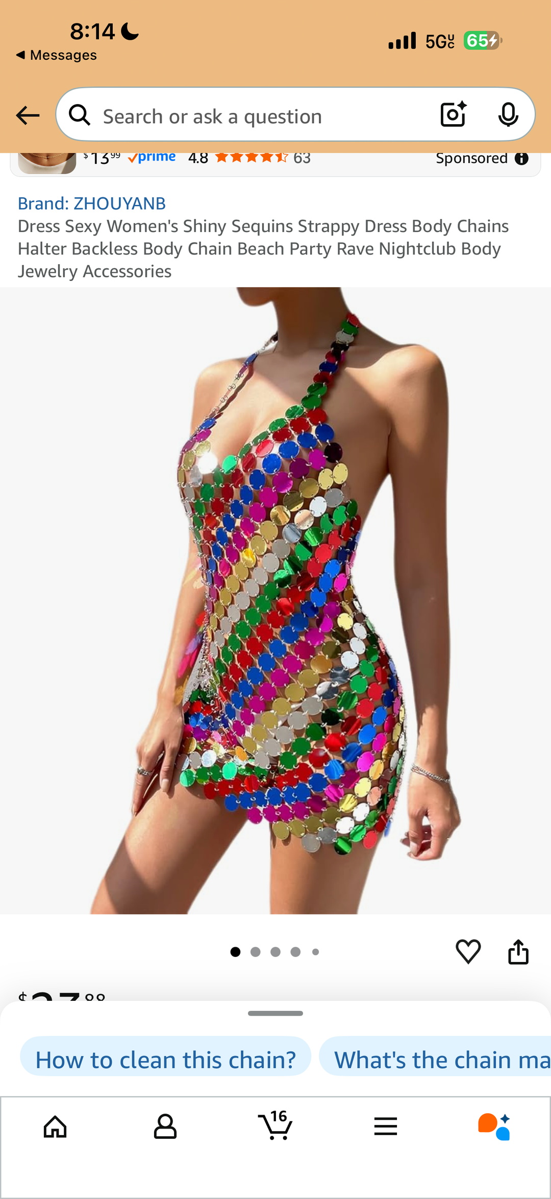 Keylows Rainbow Chain Dress (as worn by Justine Skye)