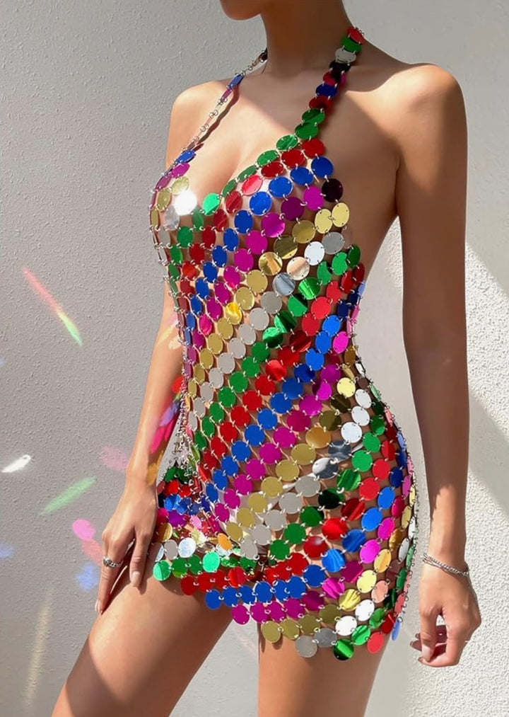 Keylows Rainbow Chain Dress (as worn by Justine Skye)