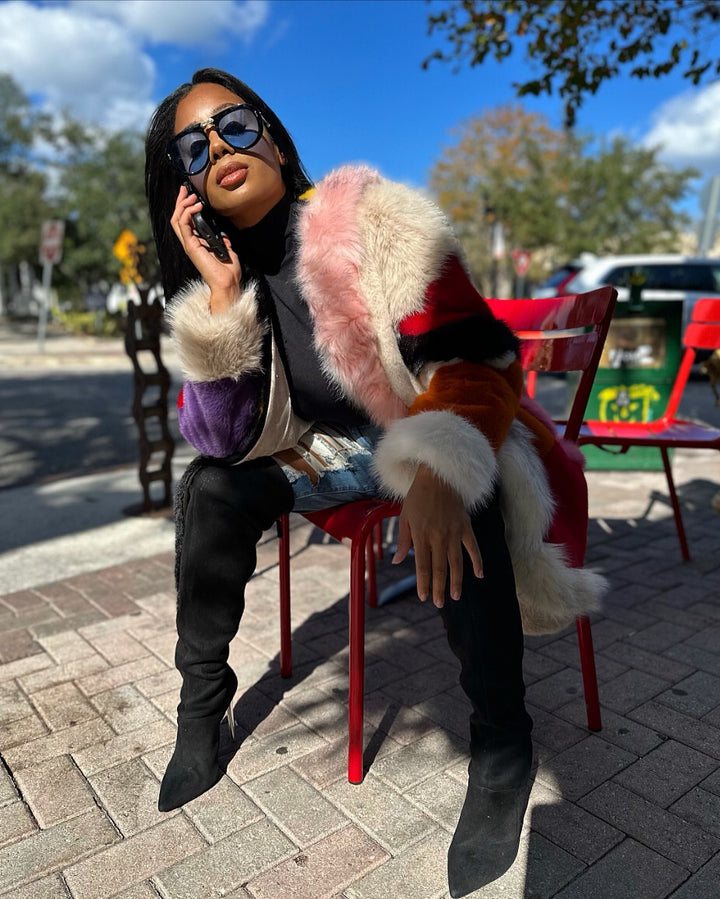 Meow and Barks Multicolor Money Faux Coat