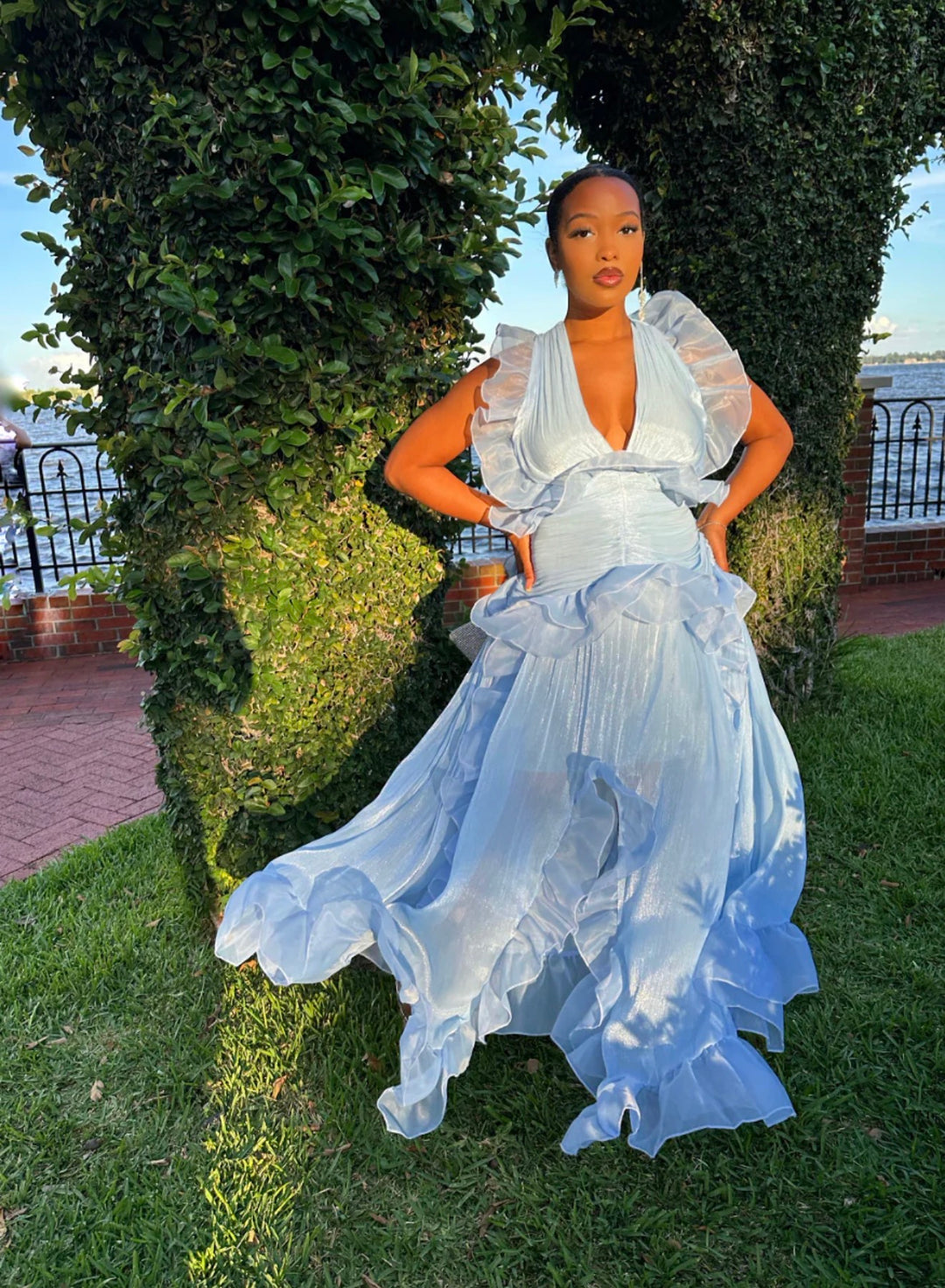 Meow and Barks All of the Frills Blue Dress