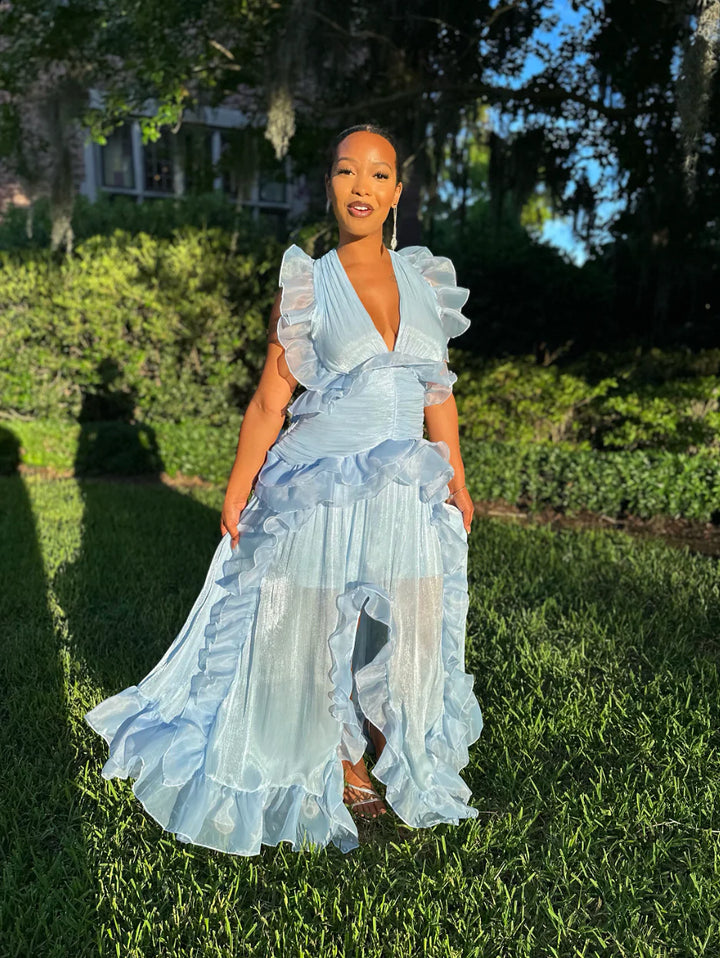 Meow and Barks All of the Frills Blue Dress