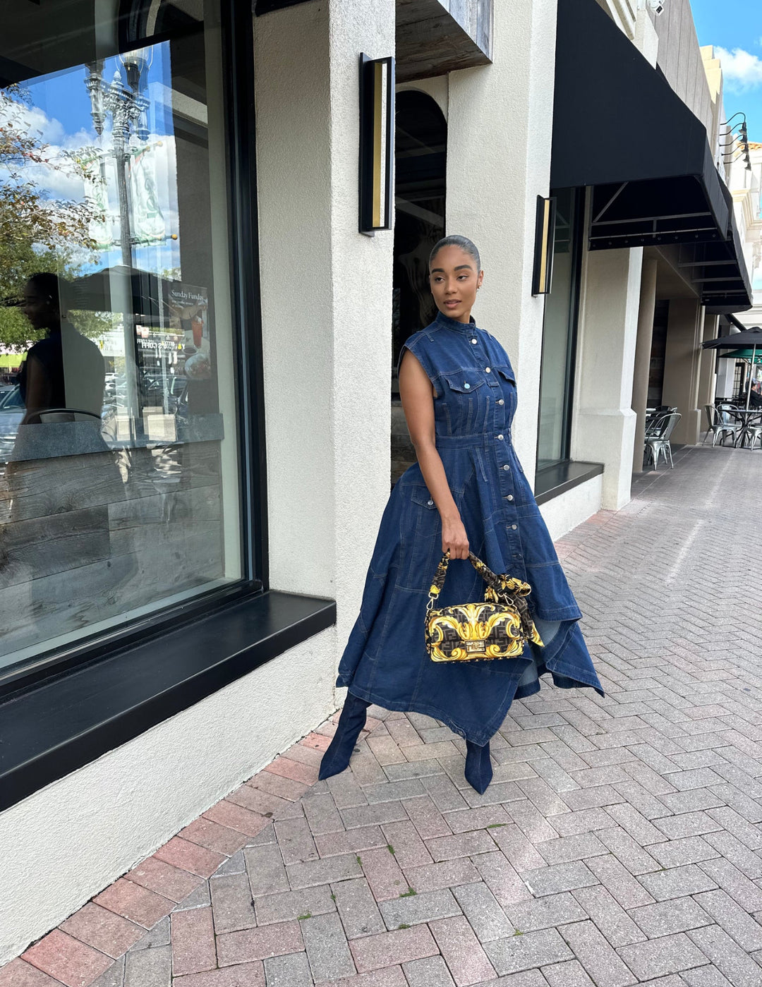 Meow and Barks Denim Girl Fall Dress