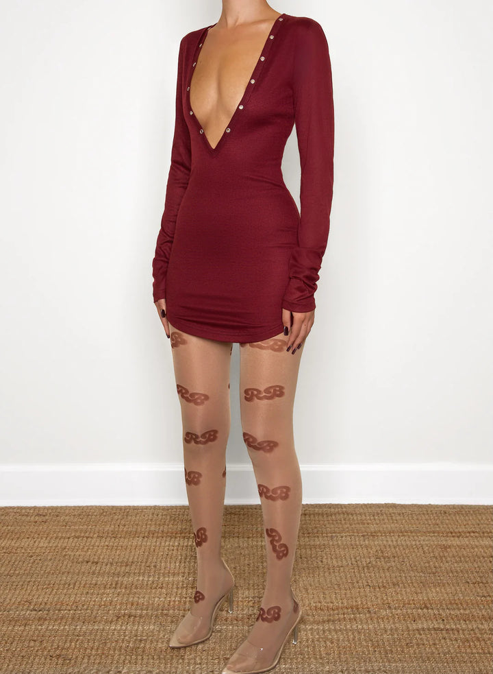 Ricki Brazil Burgundy Henley Snap Dress