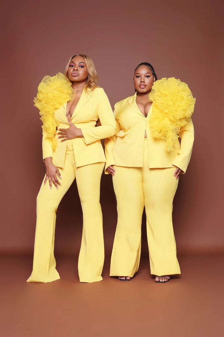 Oyemwen Yellow Tulle Power Suit