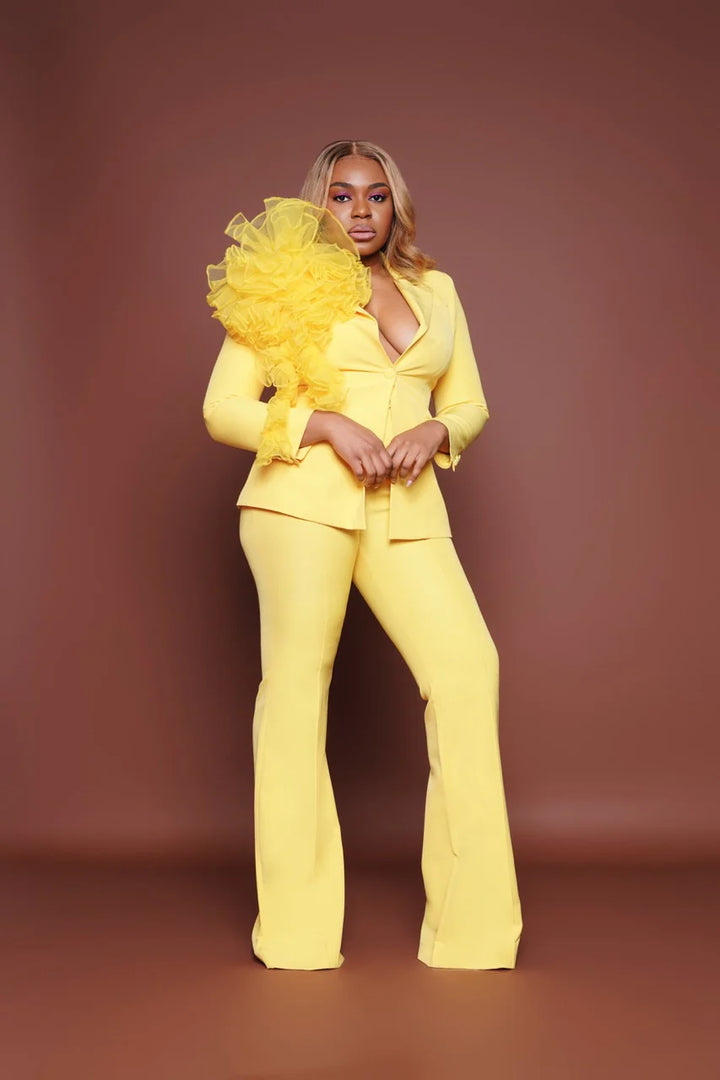 Oyemwen Yellow Tulle Power Suit