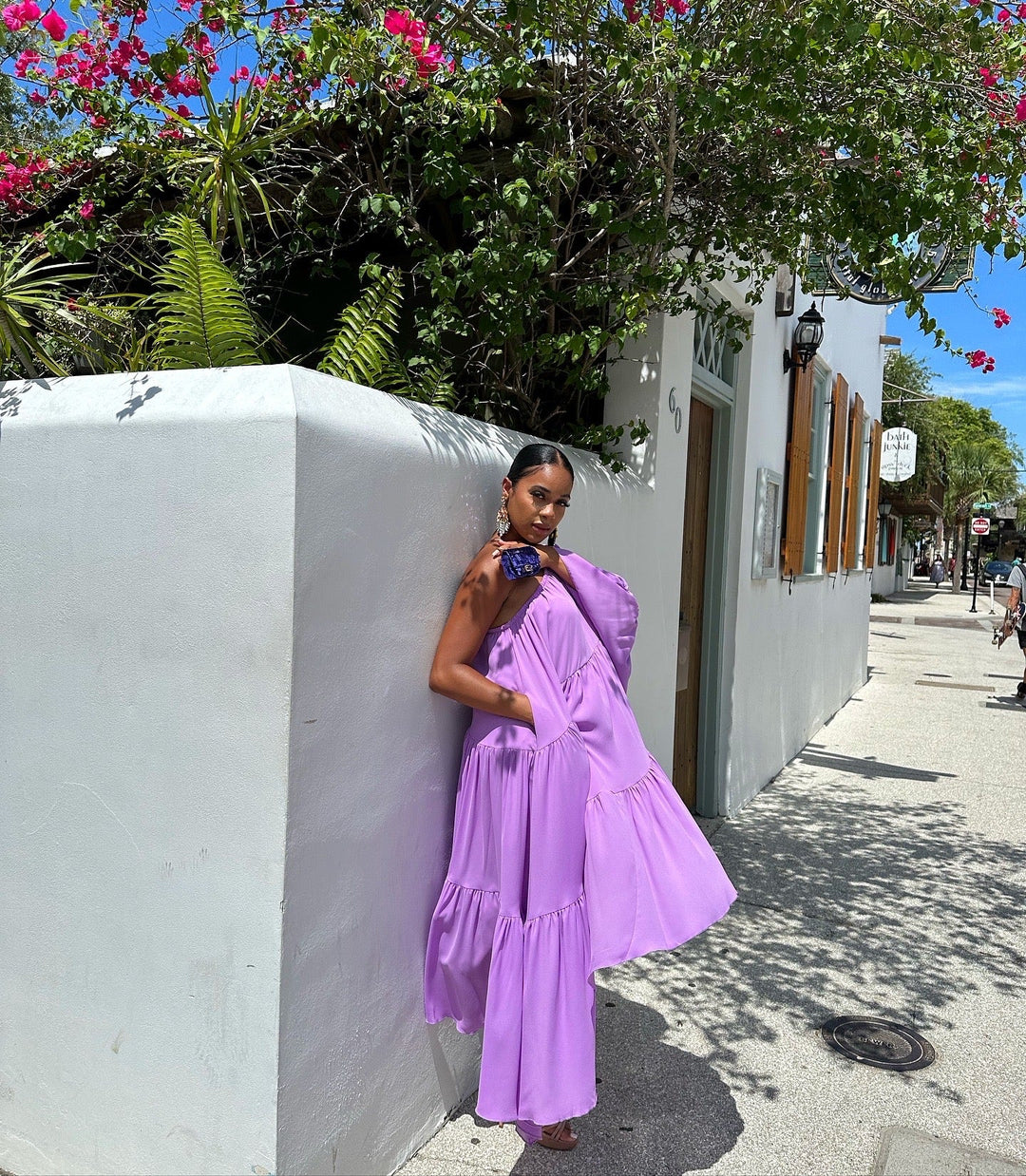 Meow and Barks Purple One Shoulder Joy Dress