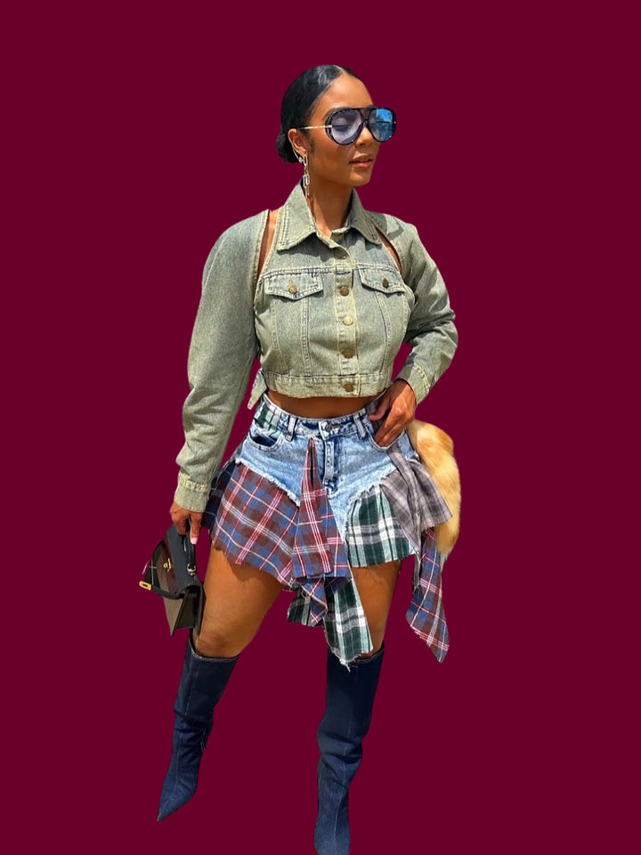 Meow and Barks Cloth Talk Jean Skirt