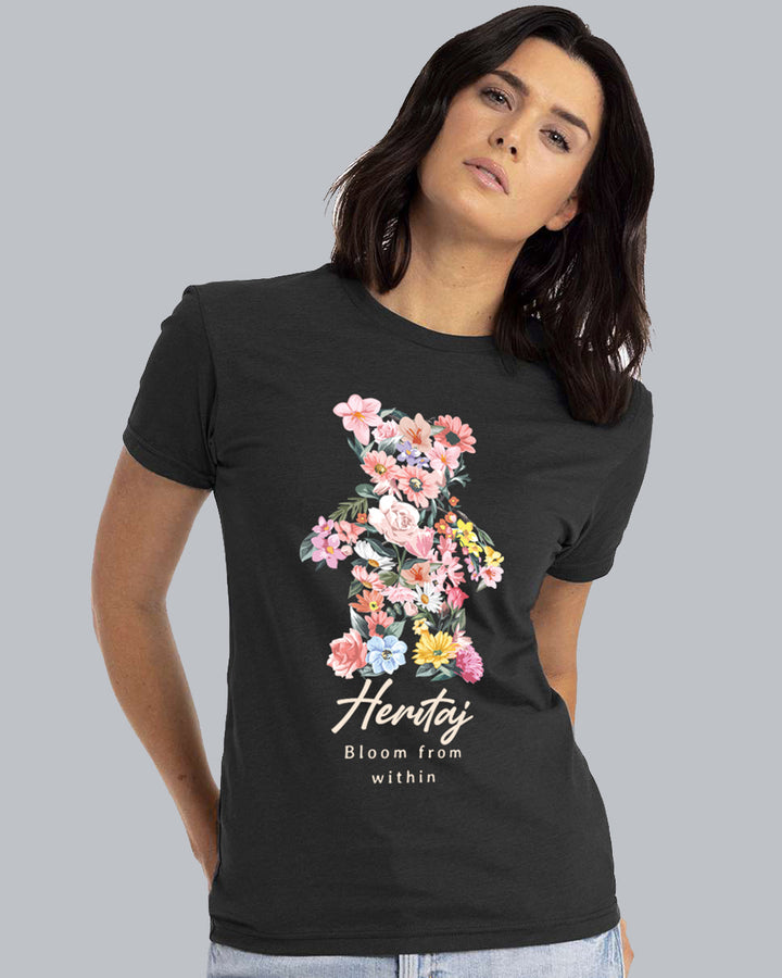 BLOOM WITHIN FLORAL TEDDY BEAR-Shirt