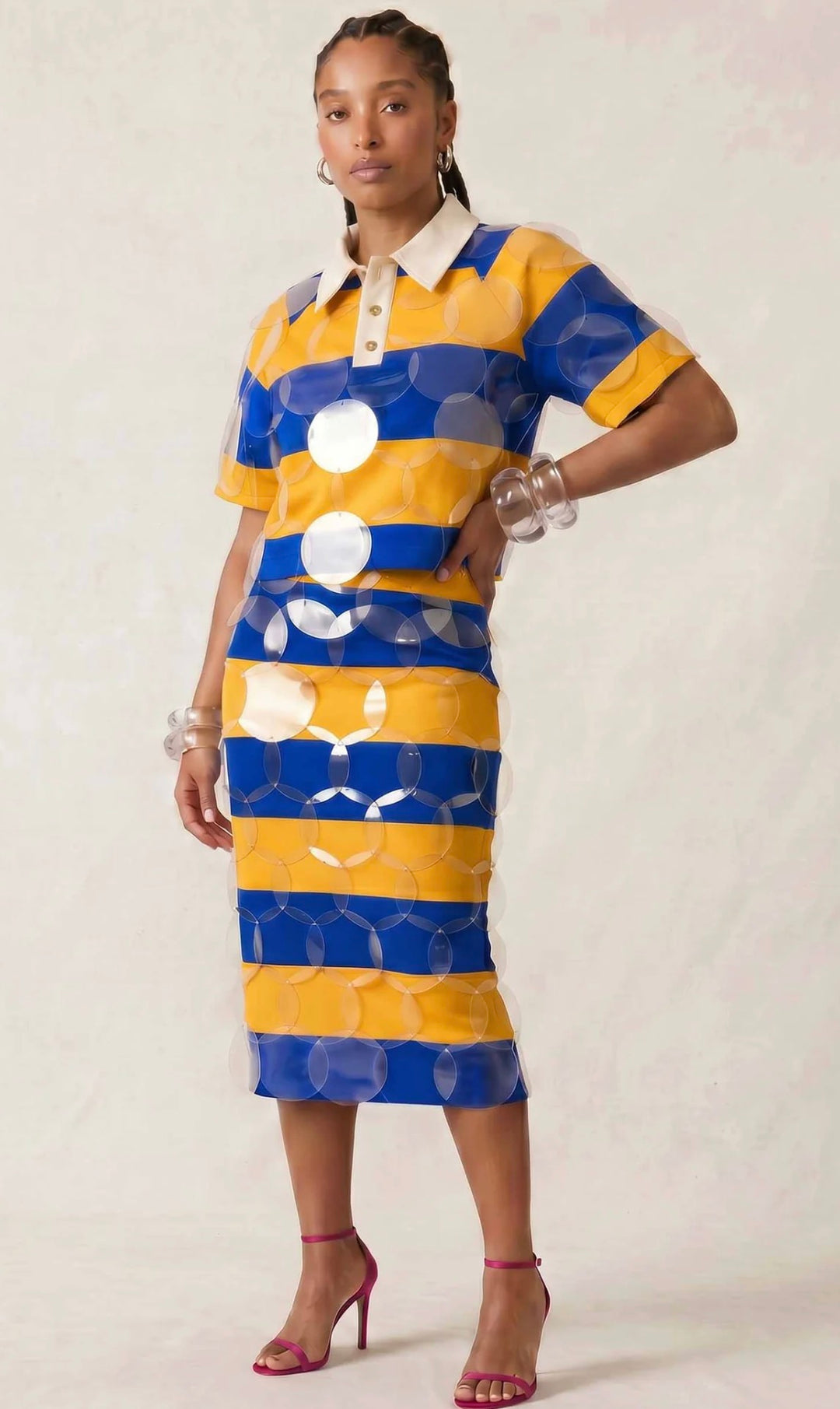 BruceGlen Blue and Yellow Striped Skirt