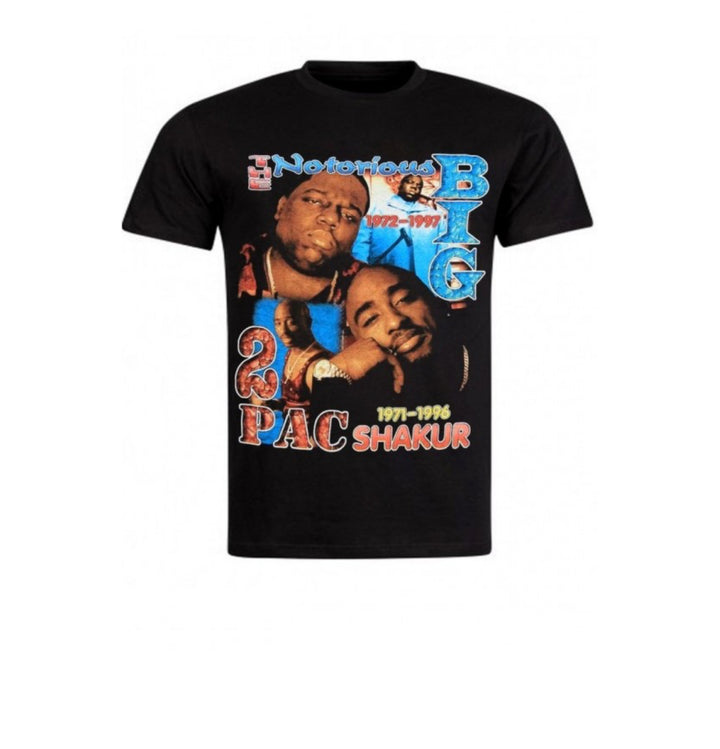 TUPAC & BIGGIE RETRO 90S BLACK TEE (As worn by Rihanna)