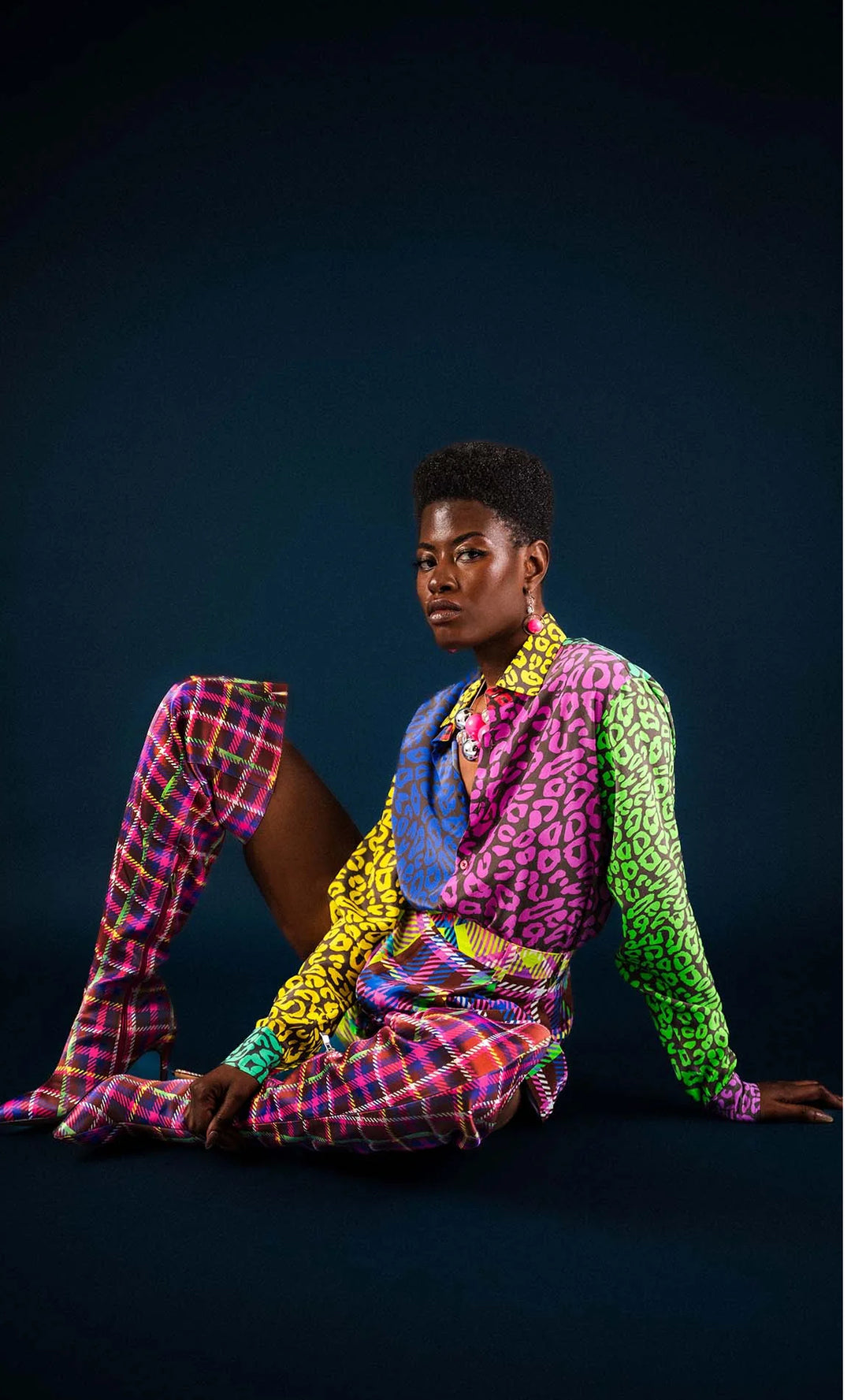 Pre-Order BruceGlen Chocolate Plaid Thigh High Boots